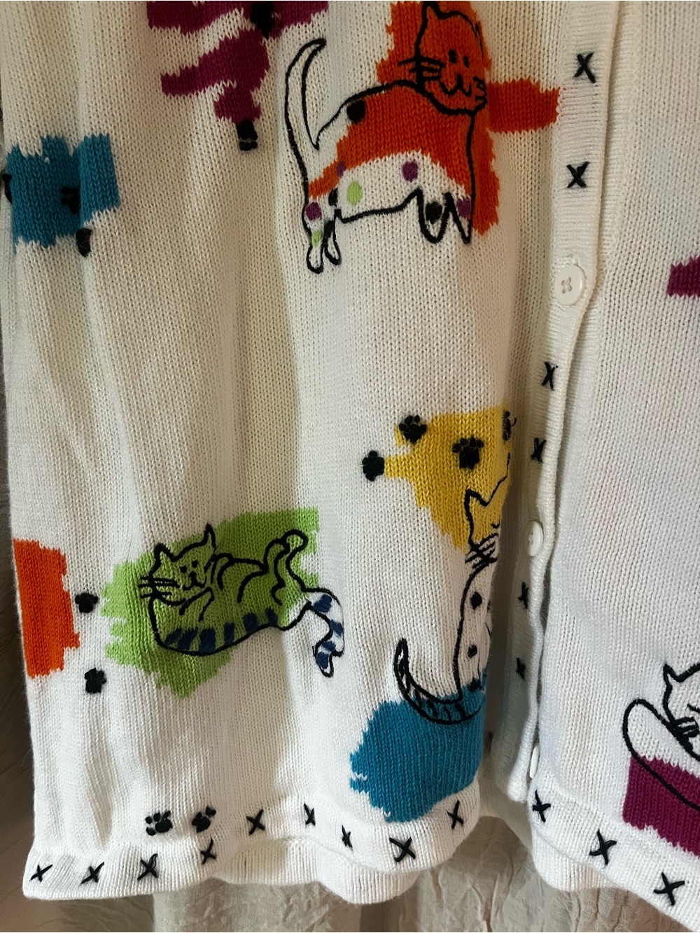 Vintage Great Cavalier by St.Paul short sleeve cardigan with cats! - Picture 8 of 12